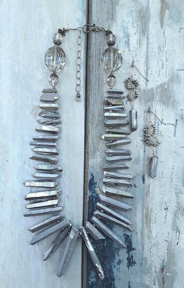 Jewelry - Silver Pyrite Necklace and Earrings